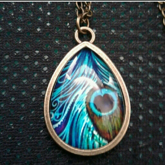 Pretty Peacock Feather Necklace - Picture 1 of 5